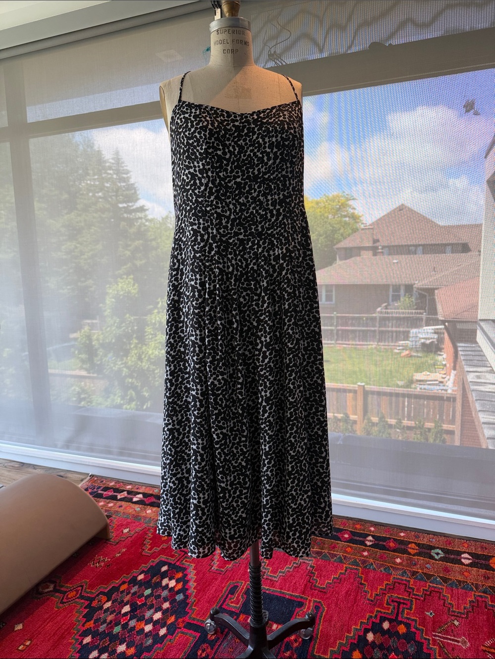 Banana Republic Black and White Printed Midi Sundress